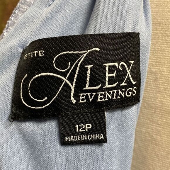 Alex Evenings 3/4 Sleeve Sequined Lace Scalloped Bodice Chiffon Skirted Gown - Picture 8 of 10